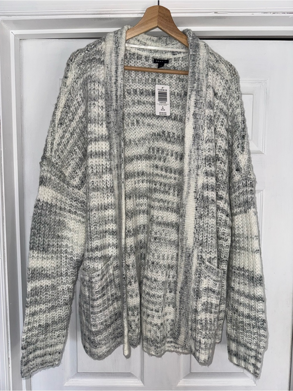 NWT Torrid Marble Gray Drop Shoulder Open Front Cardigan 2X